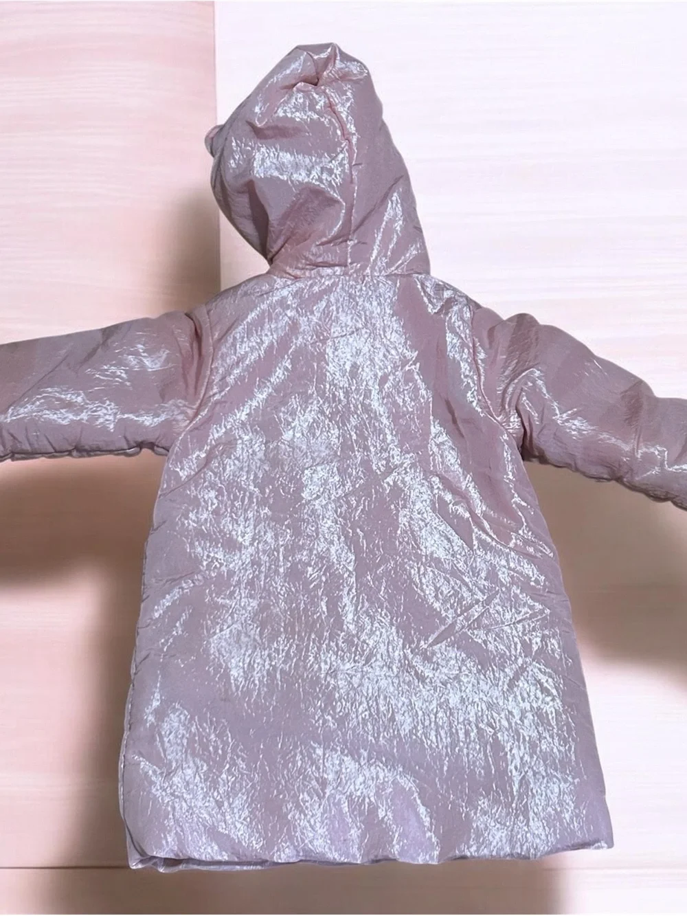The Children's Place Shimmery Light Pink Hooded Puffer Coat Size 4T EUC